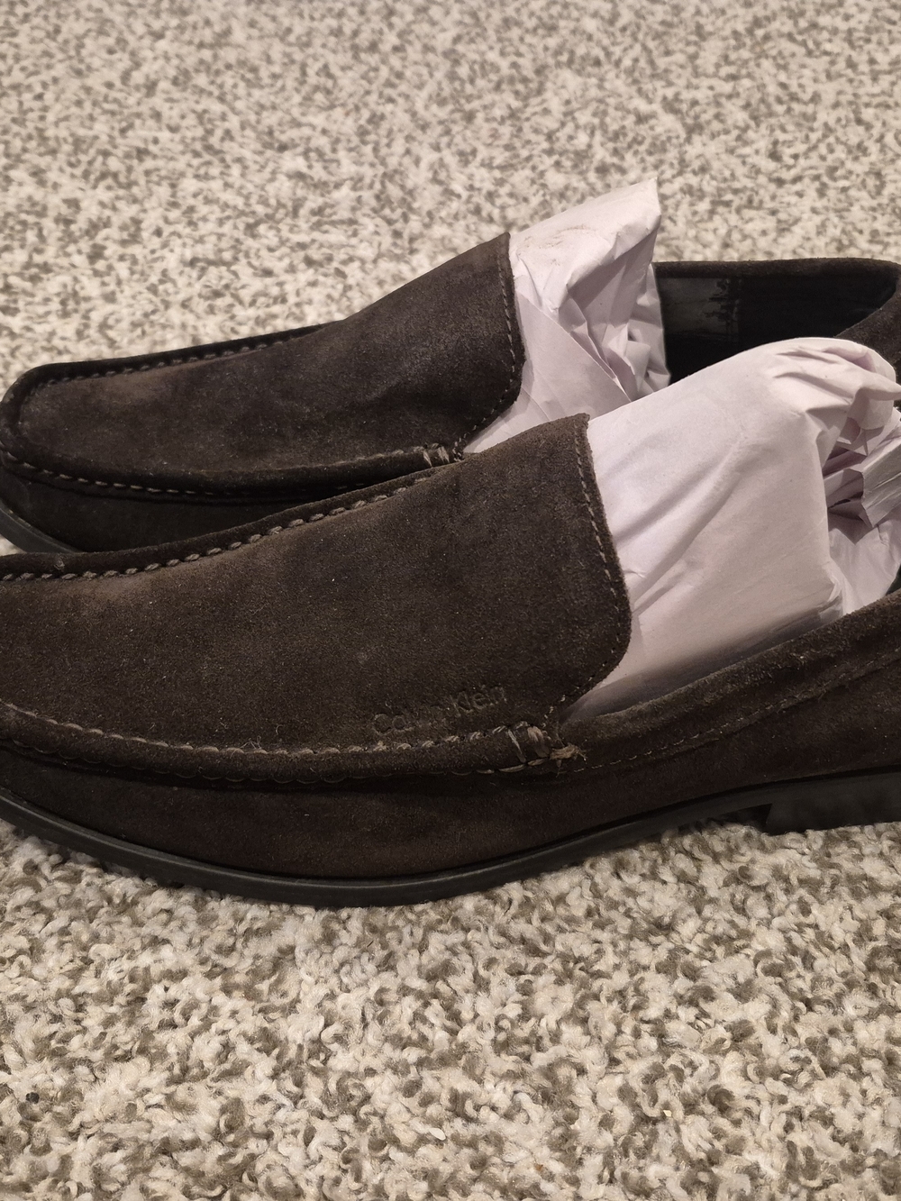 Calvin Klein Men’s Brown Suede Slip-On Loafers Size 9.5 Lether